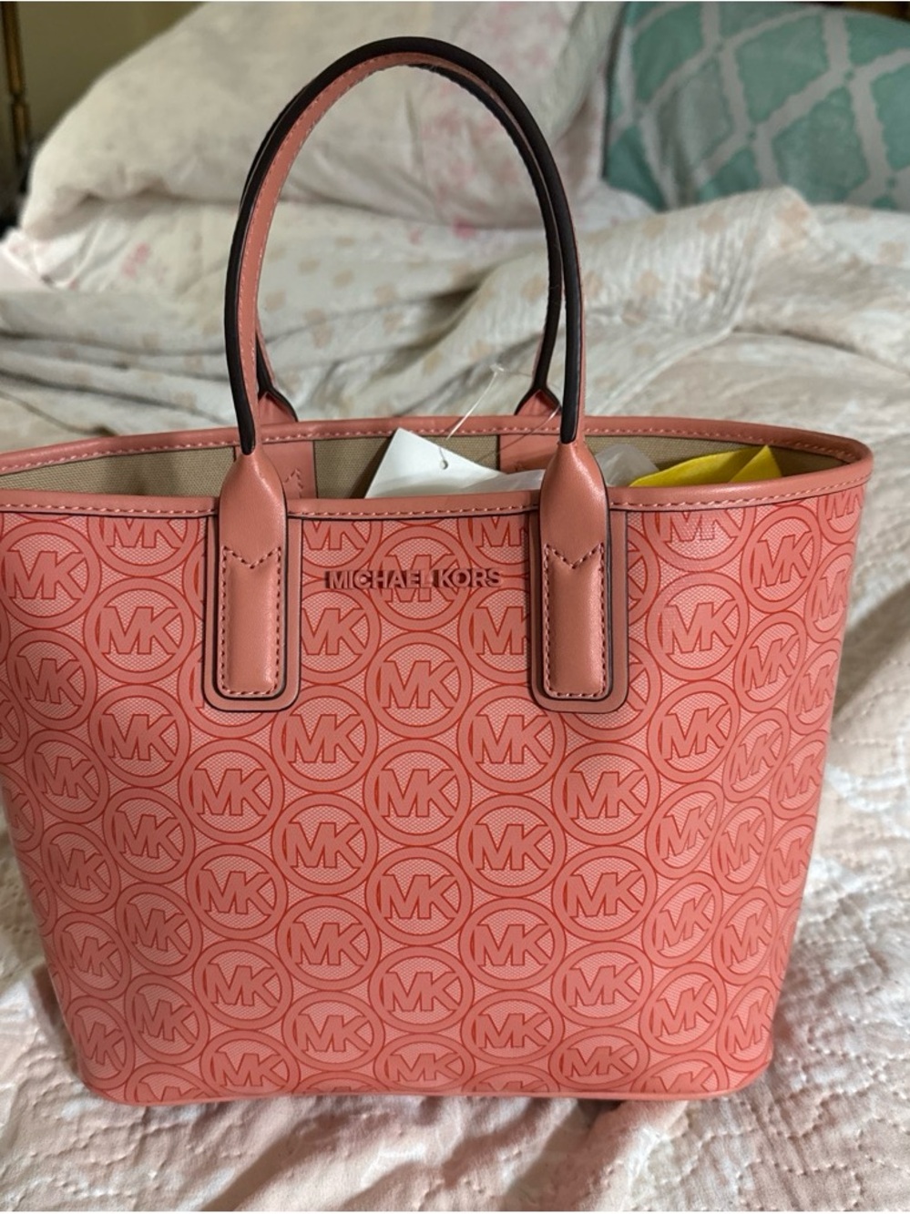 Michael Kors Coral Pink MK Logo Tote